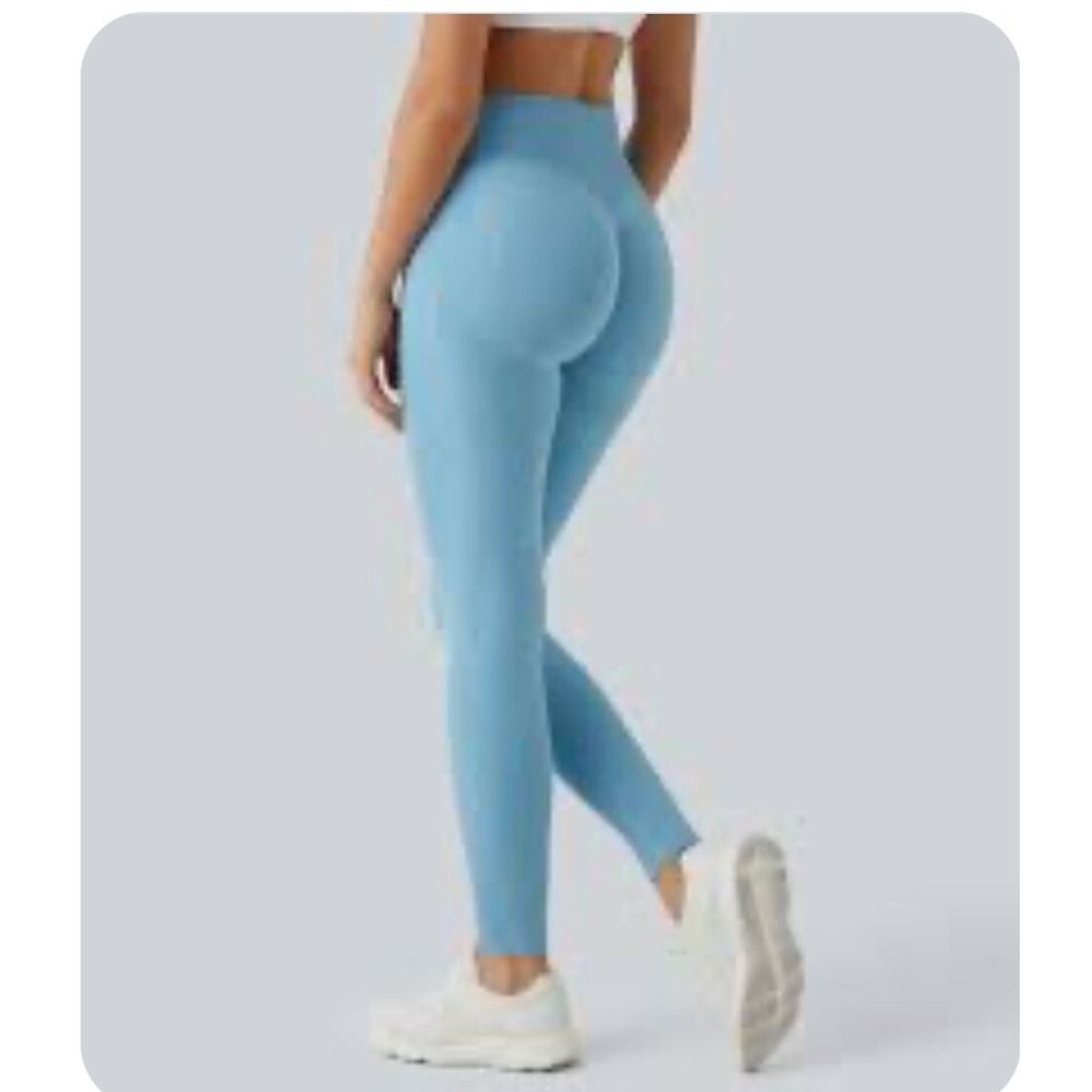 NEW‎ High Waisted Butt Lifting Leggings Medium Light Blue 7/8 Length